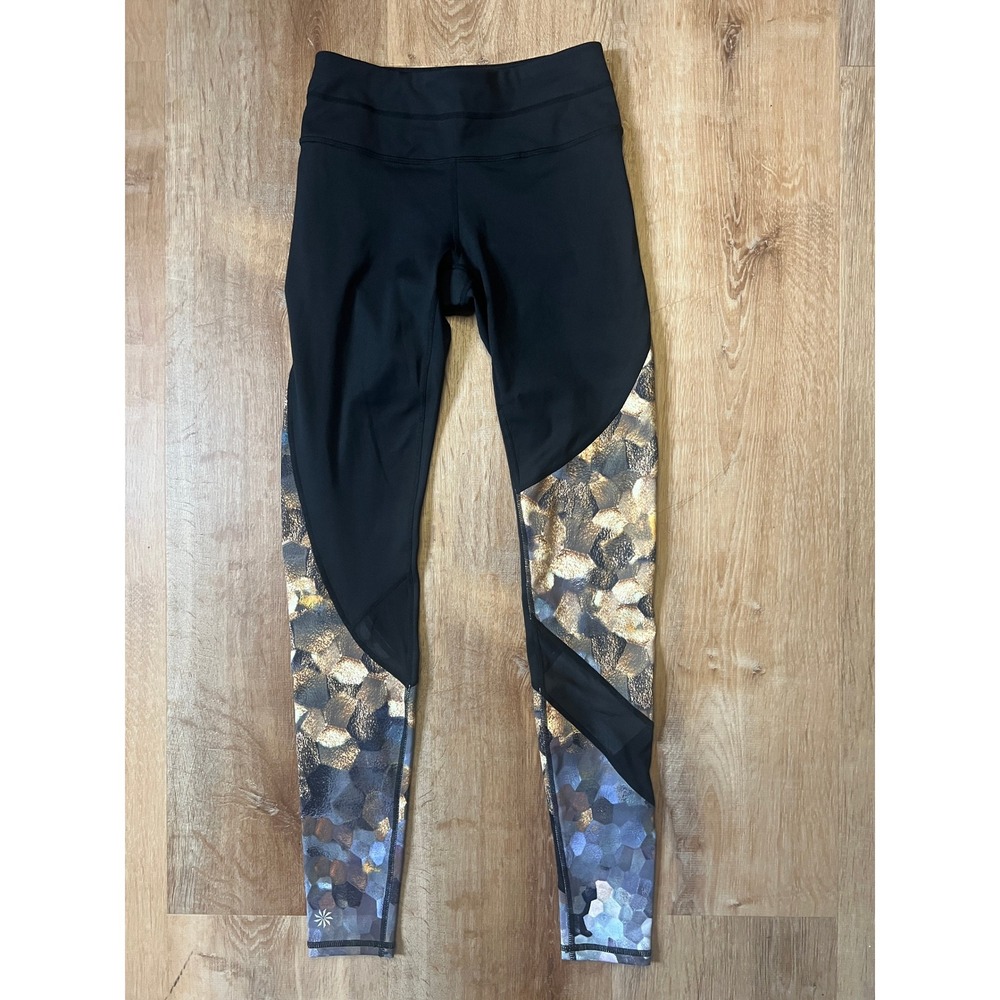 Athleta‎ Sonar Asymmetrical Mesh Panel Leggings Pants Womens XXS Black